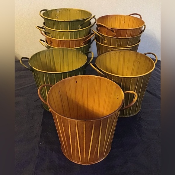 HOME & Garden 10 small metal buckets DYI projects planters garden party plants - Picture 2 of 5